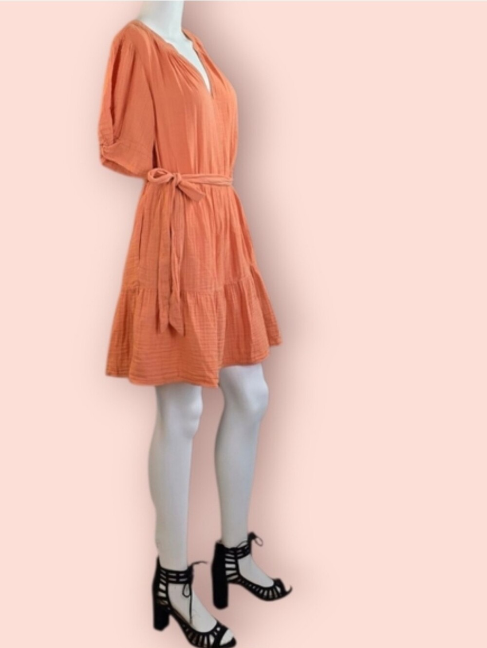 Velvet By Graham & Spencer Bella Mini-Dress In Peach, Rare Color!! - Picture 3 of 15